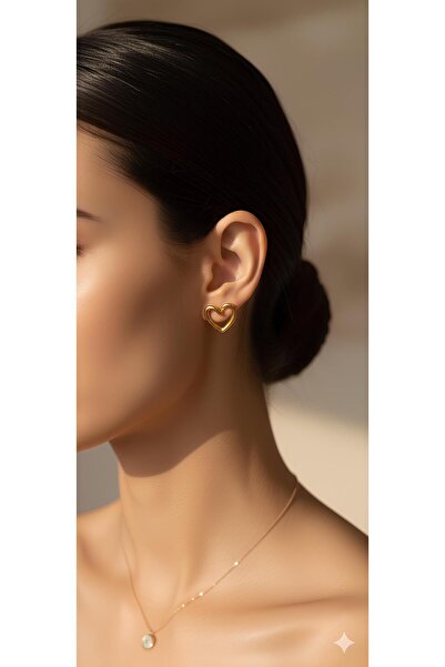 Bontexs Kadın Zarif Kalp Küpe Gold Renk