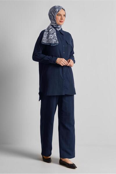 Alvina Costum cu pantaloni din muselina din bumbac 45555