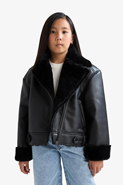 DeFacto Palton negru pentru fete F0562A8/BK27