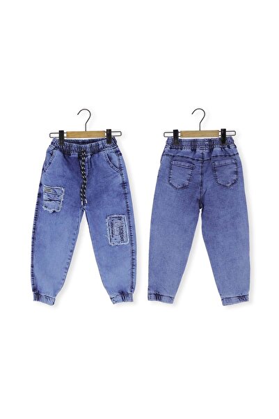 atabay PANTALONI DENIM ELASTIC CU DETALII CUSUTE ALBASTRU ÎNCHIS