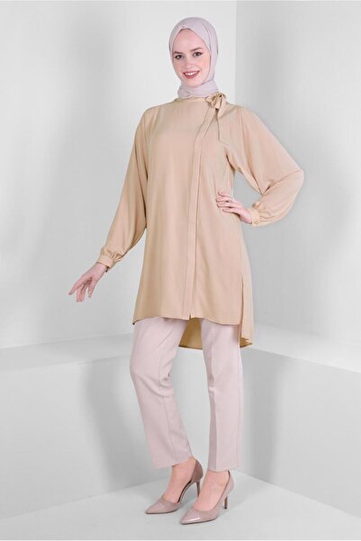 Alvina HIDDEN BUTTON TUNIC WITH COLLAR BINDING DETAIL 43508