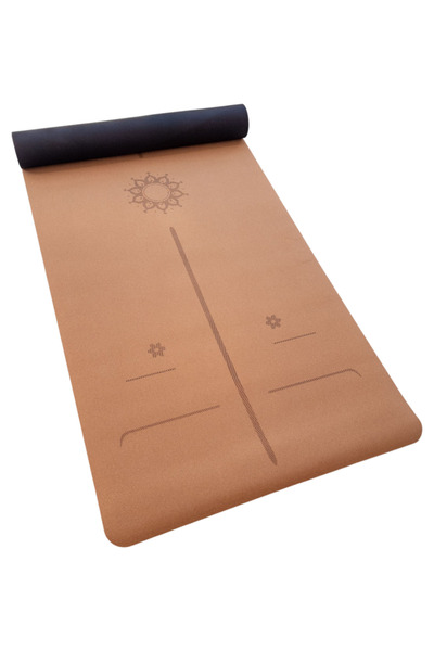 NYRA Doğal Mantar Yoga Mat Kauçuk Kaydırmaz Taban 5mm Sade