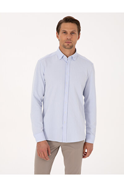 Pierre Cardin Açık Mavi Slim Fit Çizgili Uzun Kollu Gömlek 50307162-VR003