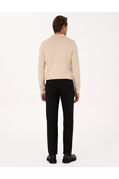 Pierre Cardin Siyah Regular Fit Beli Lastikli Kanvas Pantolon 50317282-VR046