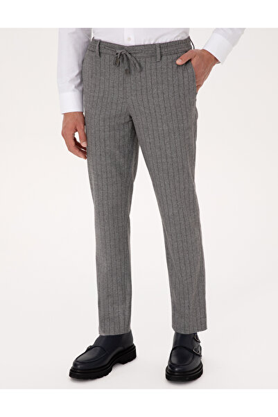 Pierre Cardin Gri Ekstra Slim Fit Çizgili Kumaş Pantolon 50278454-VR024