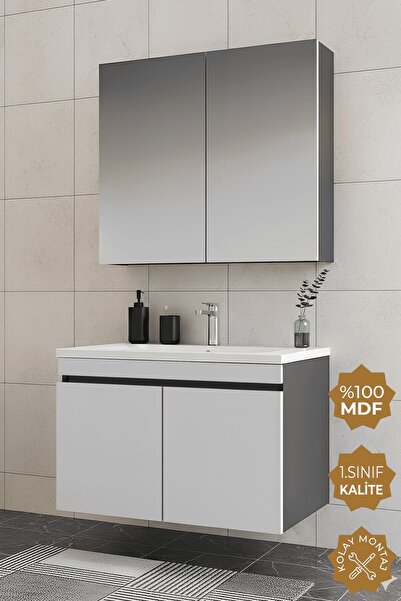 TETA HOME Tokyo 65 CM Mdf Banyo Dolabı Seti