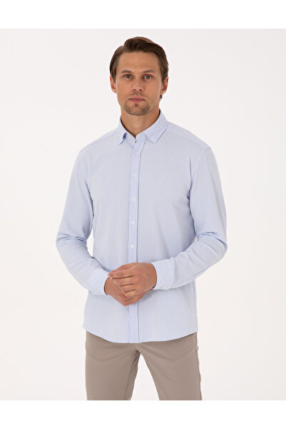 Pierre Cardin Açık Mavi Slim Fit Çizgili Uzun Kollu Gömlek 50307162-VR003