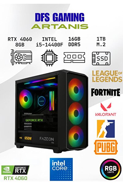 FAZEON DFS Gaming ARTANIS INTEL i5 14400F-H610M-RTX 4060-16GB DDR5 RAM-1TB M....