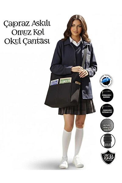 SEVBAGS ÇAPRAZ ASKILI KOL OMUZ OKUL ÇANTASI GENİŞ KÖRÜKLÜ
