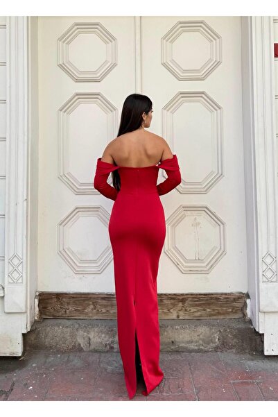 Modafeminen Sequined Long Evening Dress 583329 Red