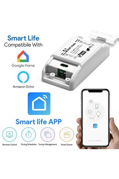 ZIGBEE Mini întrerupător inteligent, 1 canal, Wi-Fi, funcționează cu TuyaSmart, Google Home și Alexa