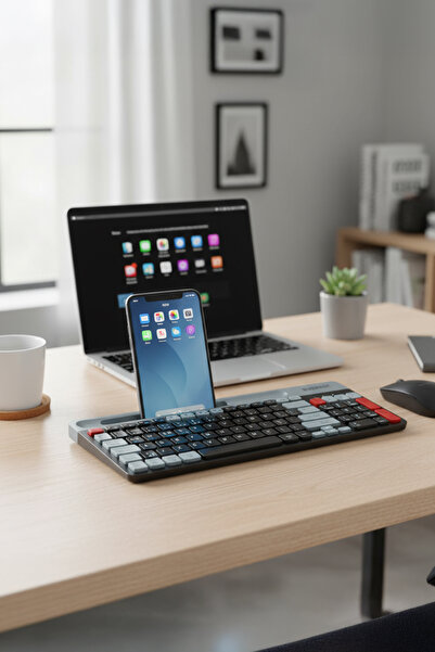 Everest KB-88 RUBY Siyah/Gri 2.4G+BT1+BT2 Çoklu Cihaz Bağlantılı Q Kablosuz