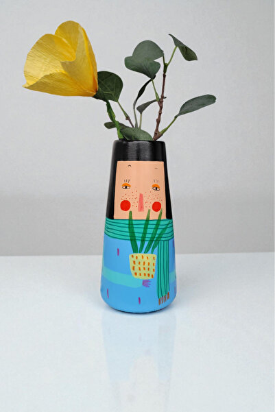 ARİENEL Seria Arienel Girls - Vasă unică din ceramică iconică, 21x10 cm, multicoloră