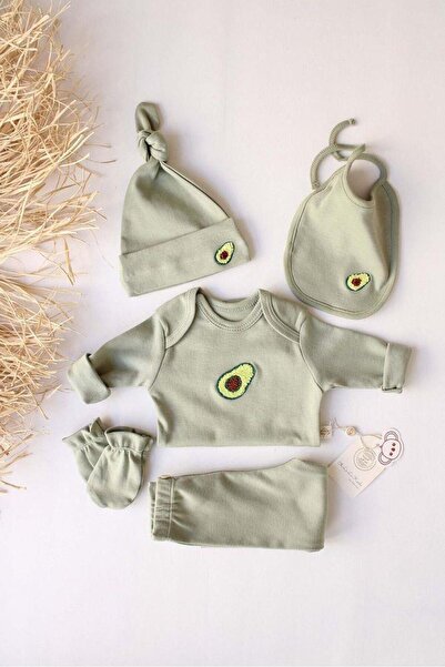 OhlalaKoala 5-Piece Avocado Embroidered Long Sleeve Newborn Set