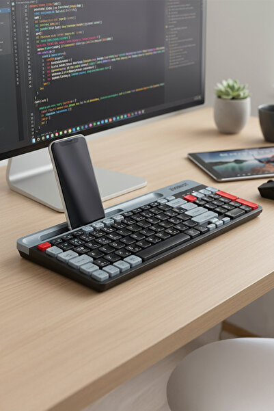 Everest KB-88 RUBY Siyah/Gri 2.4G+BT1+BT2 Çoklu Cihaz Bağlantılı Q Kablosuz