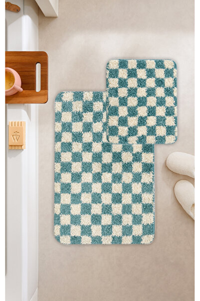 EUROBANO Chess 2'li Banyo Paspası Kaymaz Taban 80x50 40x50