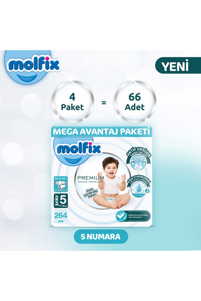 Molfix Premium Mega Avantaj Paketi 5 Beden 264 Adet