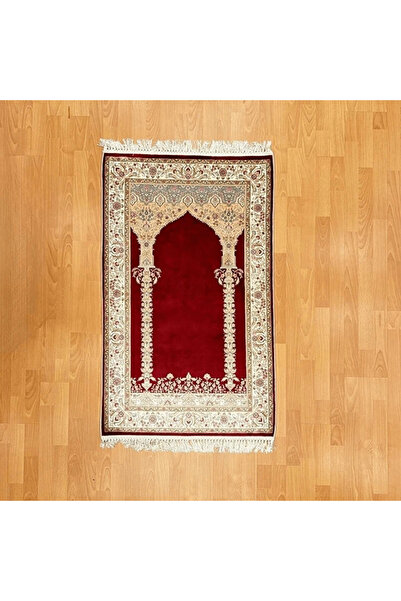 MEVLANA BAZAAR سجادة صلاة حريرية مطرزة بنقوش محراب الألهة