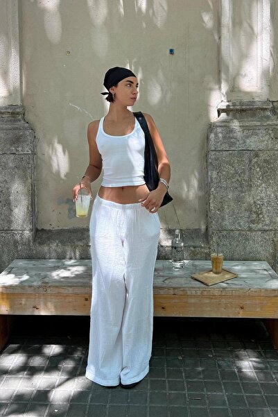 Bershka Geniş paça rustik pantolon