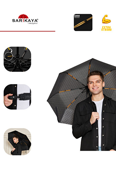Sarıkaya Şemsiye 8 Fi̇ber Tel (ekstra Güçlü) Tam Otomati̇k Şemsi̇ye