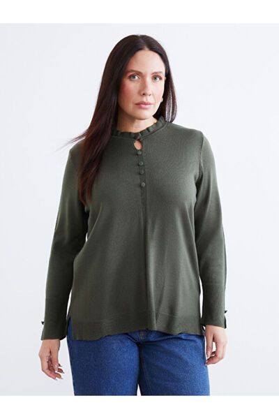 LC Waikiki Frilly Stand Collar Women's Knitwear Sweater