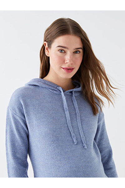 LC Waikiki Kapüşonlu Düz Uzun Kollu Hamile Triko Kazak