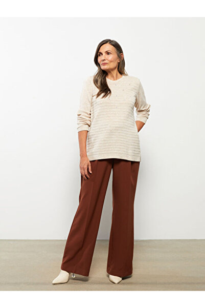 LC Waikiki Crew Neck Self Patterned Long Sleeve Women's Knitwear Sweater