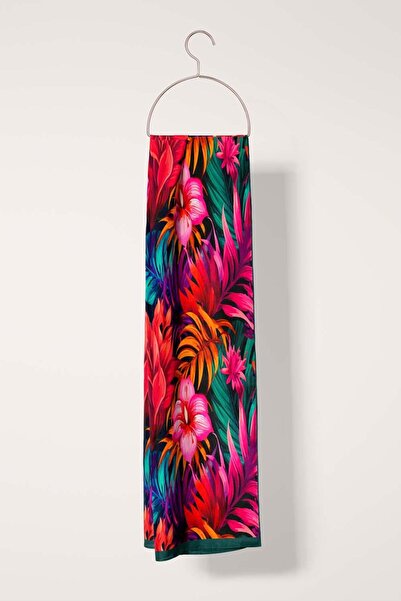 Vissona I77 Satin Silk Flower Patterned Women's Scarf
