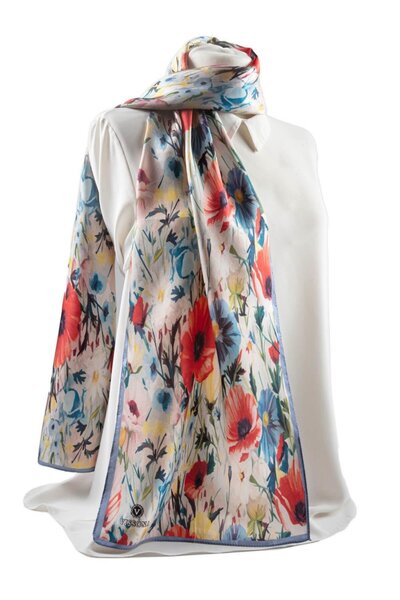 Vissona I67 Satin Silk Flower Patterned Women's Scarf