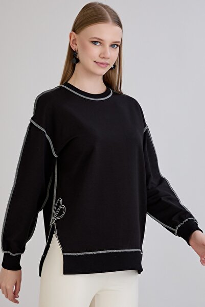 Sortie Hanorac cu mânecă lungă, cu cusătură overlock, culoare neagră, pentru ...