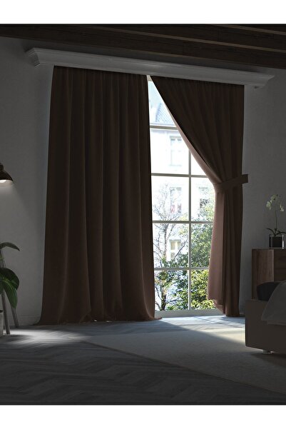 FAVOLLİ Koyu Kahverengi Blackout Karartma Perde Midnight Series