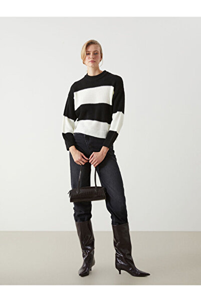 LC Waikiki Crew Neck Color Block Oversize Women's Knitwear Sweater