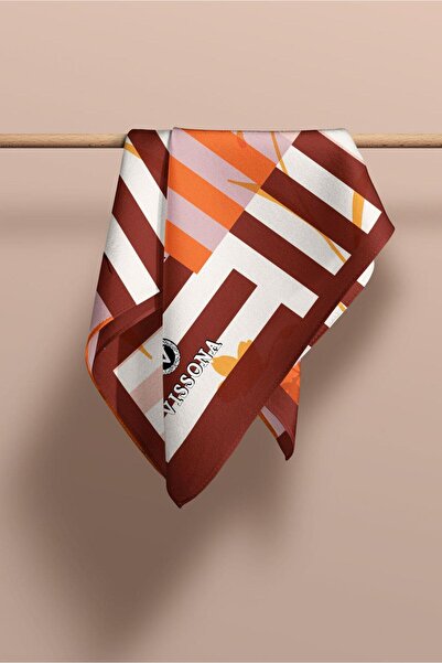Vissona I61 Satin Silk Striped Patterned Women's Scarf