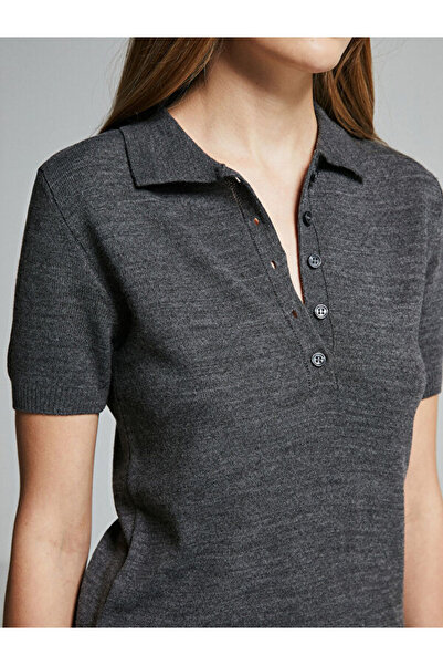 LC Waikiki Polo Neck Plain Short Sleeve Women's Knitwear Sweater