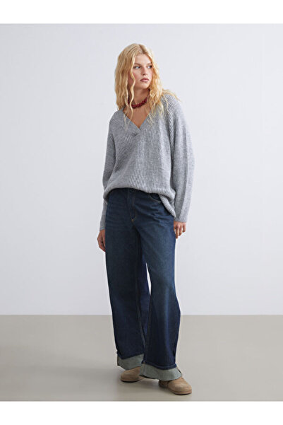 LC Waikiki V-Neck Textured Women's Knitwear Sweater