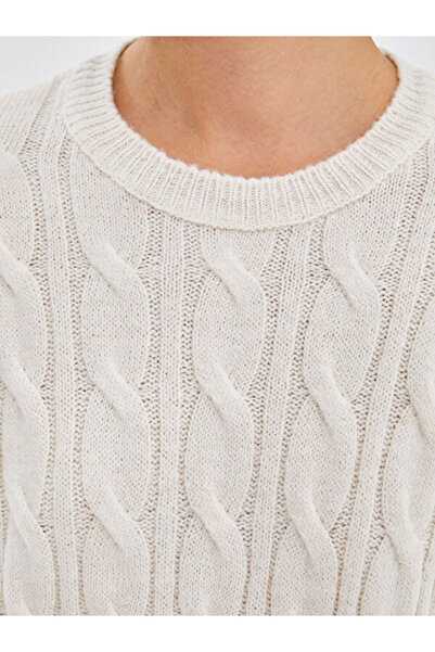 LC Waikiki Crew Neck Self Patterned Oversize Women's Knitwear Sweater