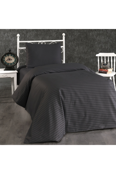 Alena Home Style طقم غطاء لحاف فردي مخطط من سلسلة الفنادق القطنية (مع ملاءة م...