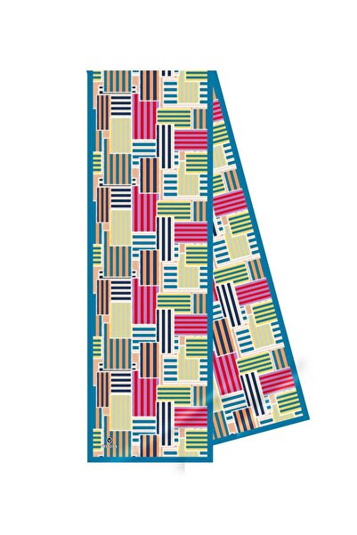 Vissona Satin silk geometric patterned women's scarf