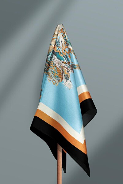 Modabutik Women's Blue Floral Patterned 50x50 Bandana