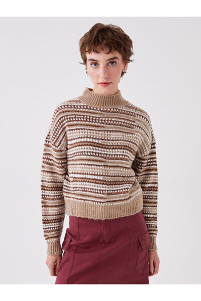 LC Waikiki Half Turtleneck Self Patterned Long Sleeve Women's Knitwear Sweater