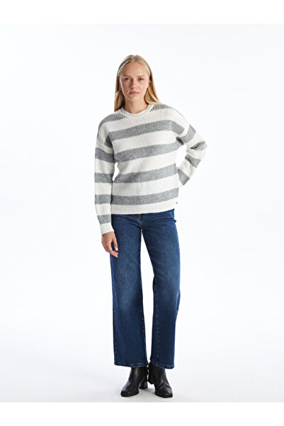 LC Waikiki Crew Neck Color Blocked Women's Knitwear Sweater