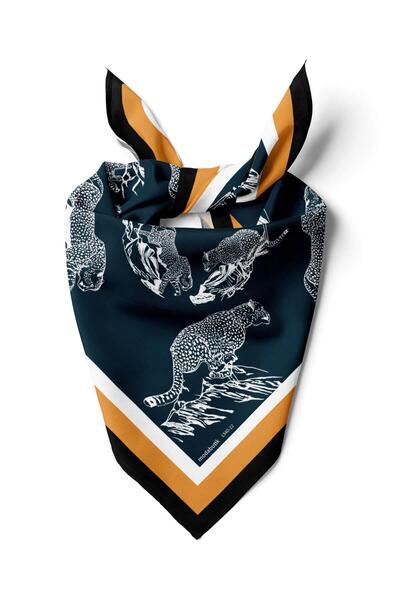 Modabutik باندانا نسائية بنمط النمر باللونين الأبيض والأسود مقاس 50x50