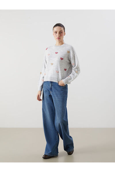 LC Waikiki Crew Neck Patterned Women's Knitwear Sweater