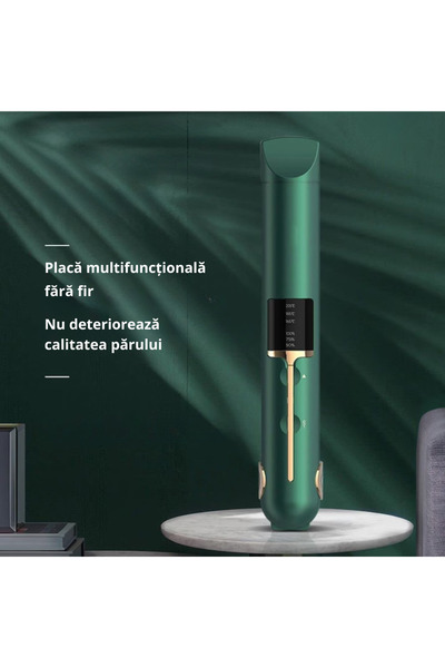 varioshop Ceramic Hair Straightener 2-in-1 with LCD Display, External Battery, and Adjustable Temperature, Cor