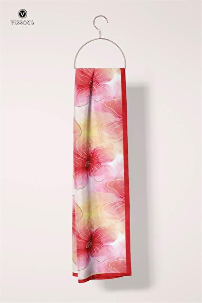 Vissona Eșarfă de damă 100% mătase cu model floral - 30x170