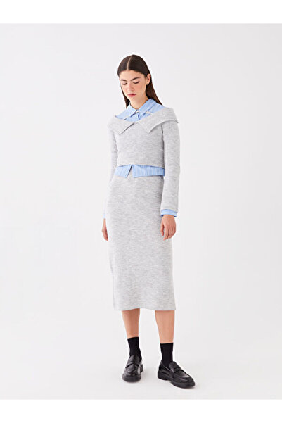 LC Waikiki Boat Neck Plain Long Sleeve Women's Knitwear Sweater