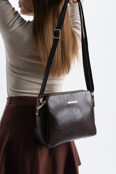 Sanmorris 3-Compartment Adjustable Strap Crossbody Bag S-1437 Brown