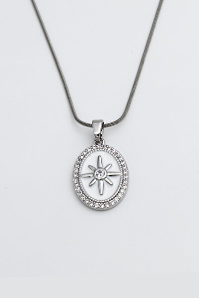 Limosse Jewelry قلادة ليرا ستار من الفولاذ الفضي