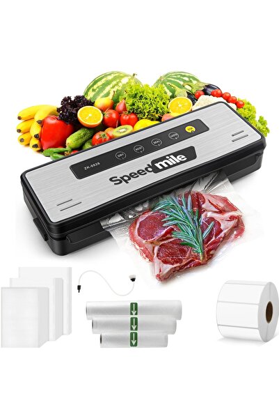 Speedmile Aparat de Vidat și Sigilat Alimente Inox 30cm – Set Accesorii CADOU – Putere 100W