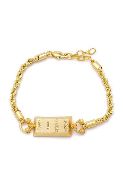 FerizZ İmitasyon Altın Kaplama Burgu Desenli Külçe Bileklik BLK-1155